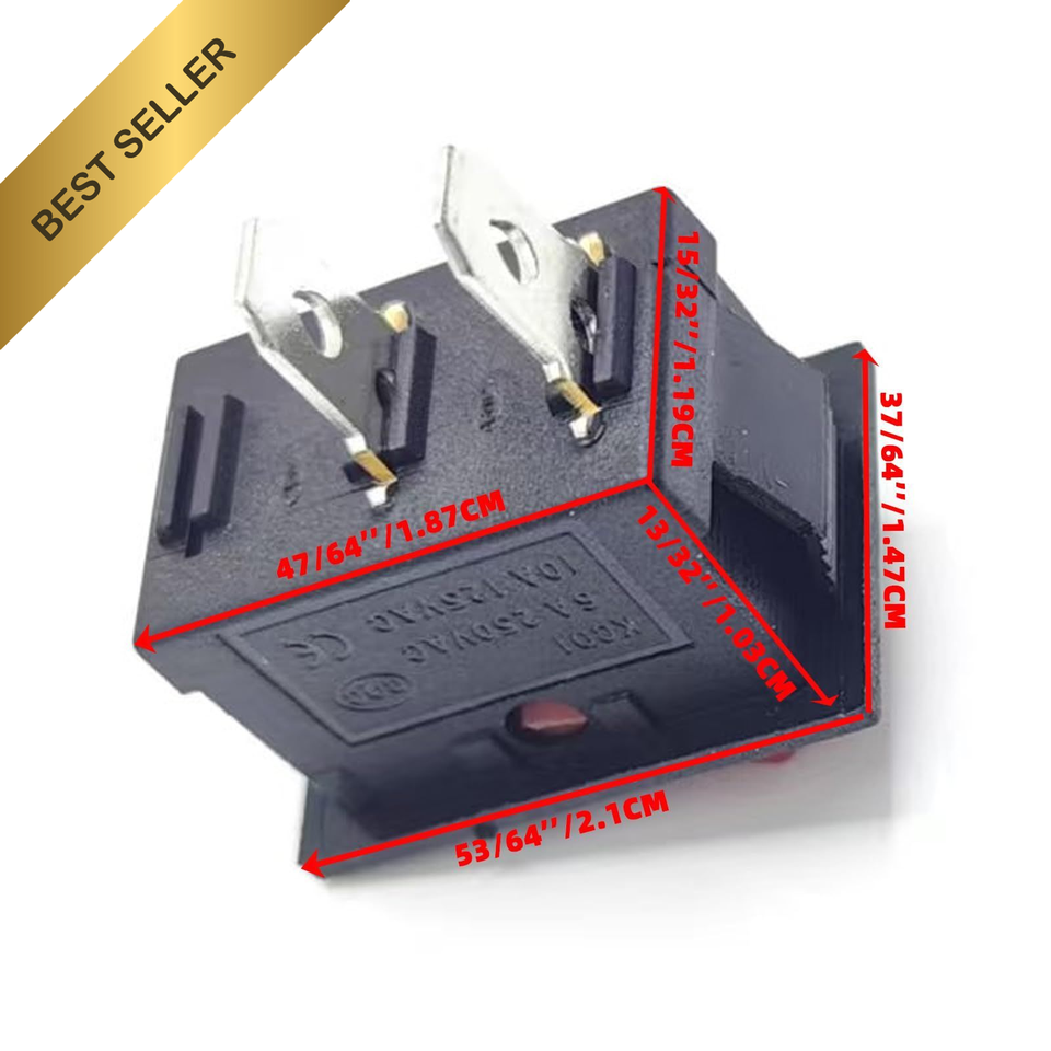 Rocker Switch KCD1 2 Pin 2 Position On Off 10A 125V 6A 250V SPST Snap ...