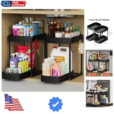 Space-Saving Pull-Out Storage Organizers for Bathroom & Kitchen - 12.8 Inch Set