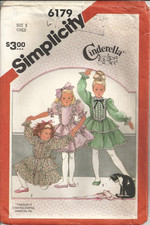 SIMPLICITY 6179 GIRL'S SIZE 5 Cinderella PARTY DRESSES SEWING PATTERN  1983 CUT