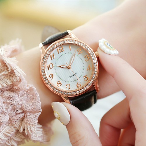 Luxury Ladies Diamond Watch Leather Belt Alloy Quartz Wrist Watches Women's Gift - Picture 12 of 26