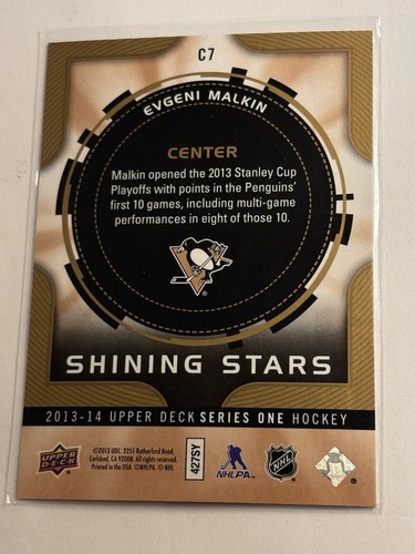 2013-14 Upper Deck Shining Stars Centers Penguins Hockey Card #C7 Evgeni Malkin - Picture 2 of 2