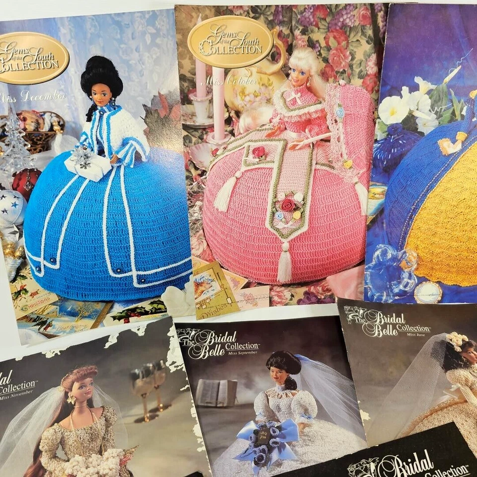 Lot of Annie's Attic Crochet Doll Patterns 9 Costume Fashion Bridal Belle plus - Image 2 of 4