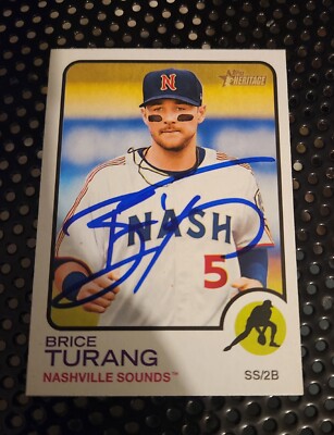 Brice Turang Signed Autograph 2022 Topps Heritage Minors Milwaukee