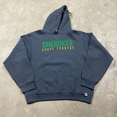 Y2K VTG RUSSELL ATHLETIC Hoodie M Sweatshirt 90s Cherokee Cross Country  Indian