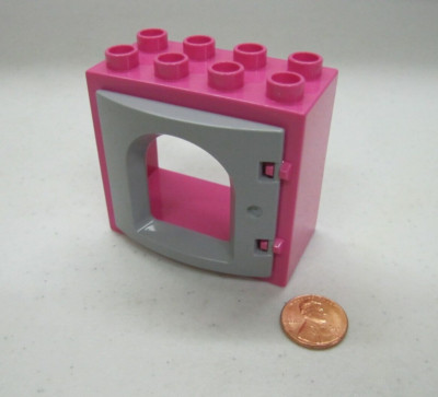Lego Duplo Hot Pink & Gray Window Pane Door Unit Building Block 2X4 Castle