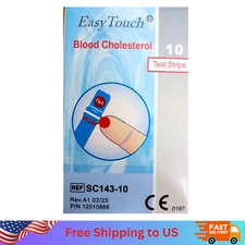 Easy Touch BLOOD CHOLESTEROL Test Strips EXP DATE: (JULY 2026) 10 Test Strips