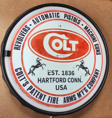 New COLT Firearms 12" Round Led Light Sign Perfect Gift Idea Man Cave. - Picture 2 of 2