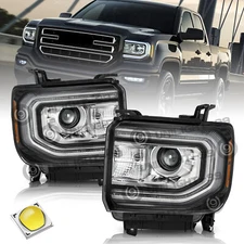 For 2016-2018 GMC Sierra 1500 HID/Xenon Type LED DRL Projector Headlights Lamps