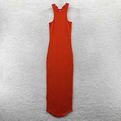 Rag & Bone Tank Dress Womens XXS New Midi Rib Sheath Slim Fit Orange Party 2XS