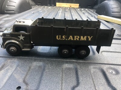 Vintage 1950's Marx Lumar Toy Army Truck Tin Litho See pics