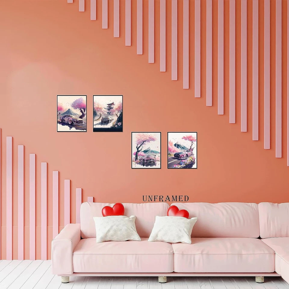 Carteles de lienzo Fuji Sakura paisaje arte de pared para sala de estar dormitorio sin marco Foto 4 de 4