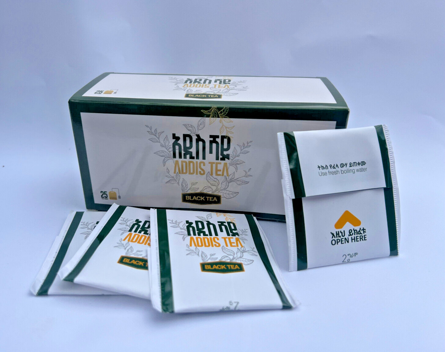 Té Addis, Addis Shay Té Orgánico Etíope 25 Bolsas Mezcla Auténtica Africana Chai