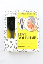 Popmask Ultimate Hair Set Detangling Brush + Hair Turban + No-dent HairTies Gray