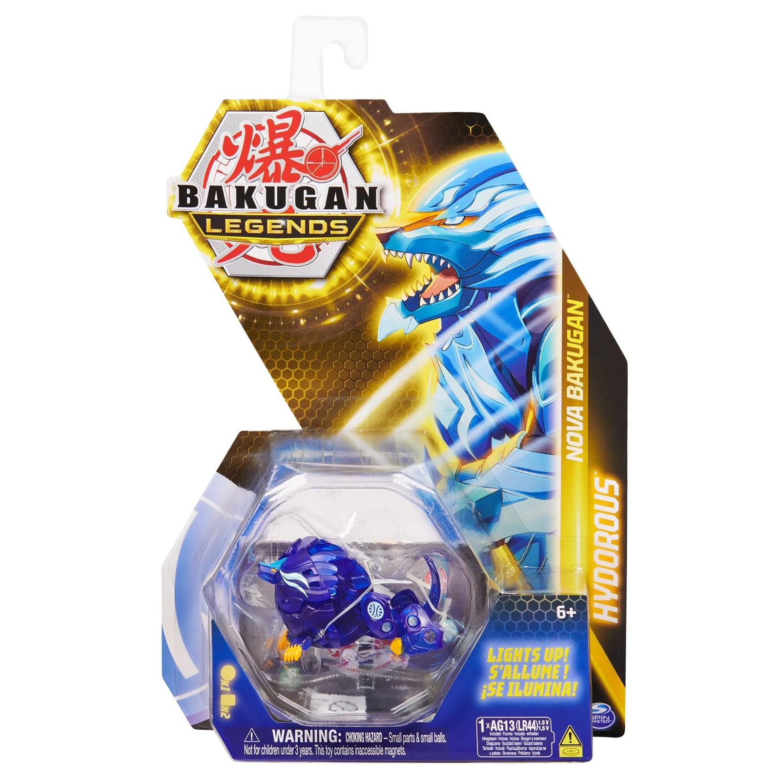Bakugan Legends Nova HYDOROUS (Aquos) Light-Up Collectable Action Figure w/Cards