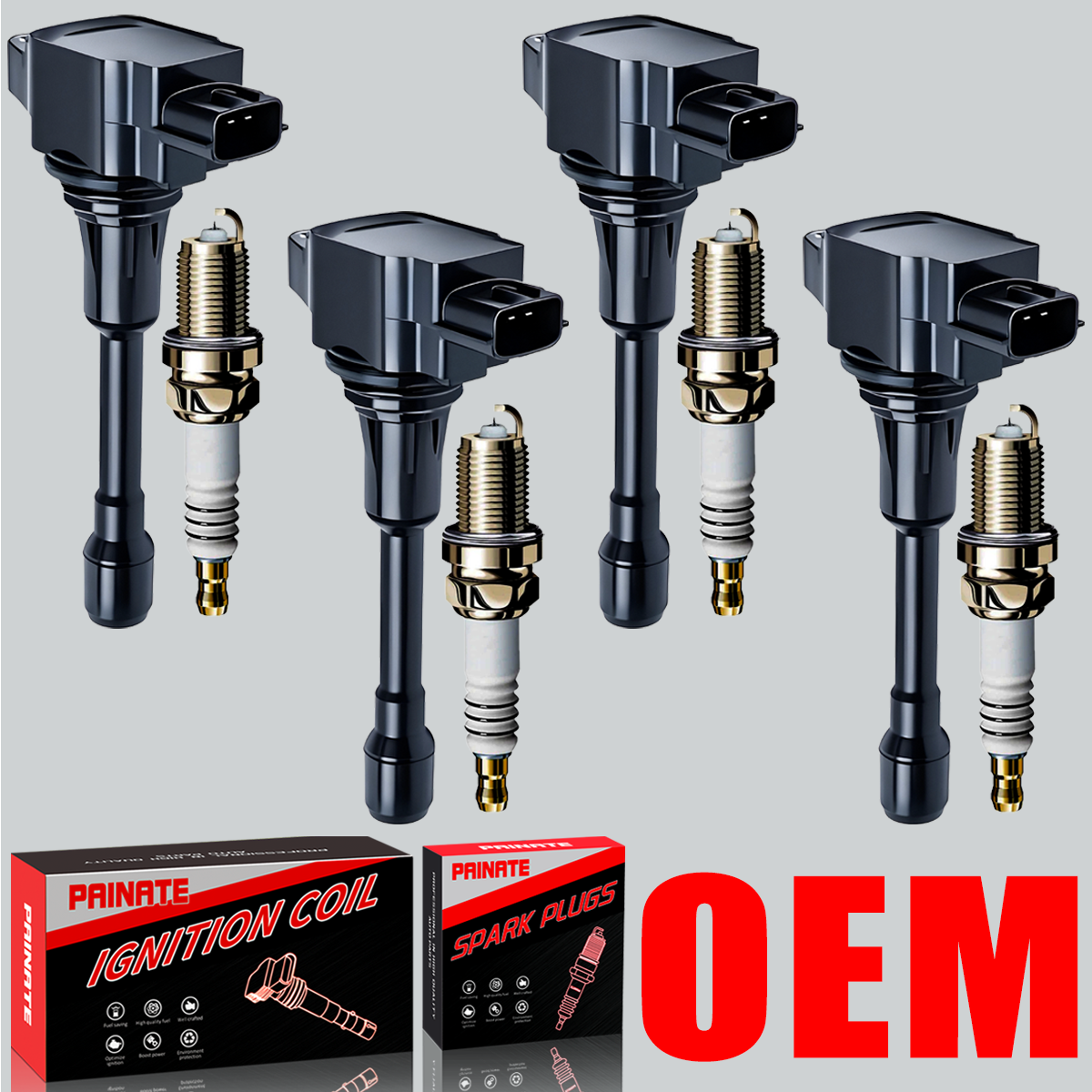 Brand 4X OEM Ignition Coil & Iridium Spark Plugs for Nissan Altima Sentra UF549