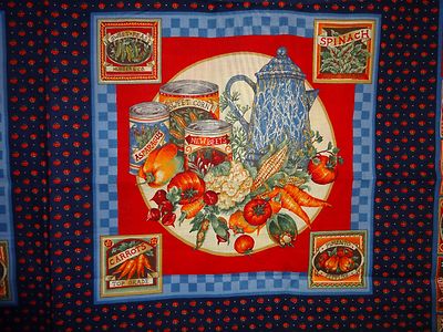 Vegetables Pitcher Farm Fresh Tomatoes Blue Cranston Cotton Fabric Panel Pillows