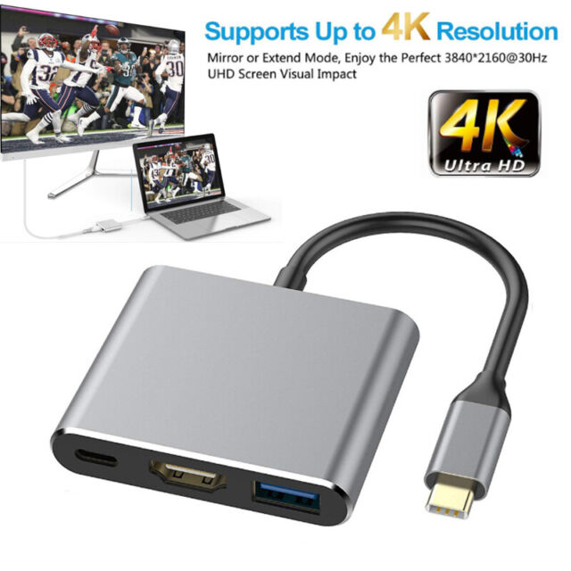 3-in-1 Type-C to USB-C HDMI USB 3.0 Hub Digital Multiport 4K Adapter AV Cable