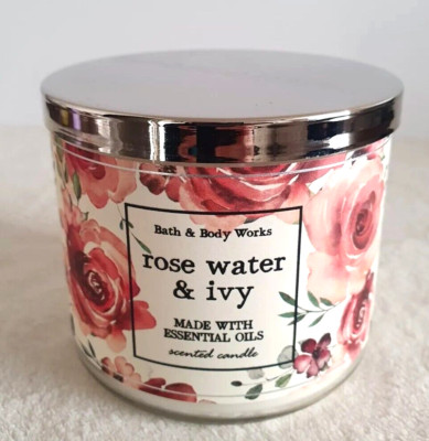 Bath & Body Works Rose Water & Ivy 3 Wick Scented Candle 14.5 oz. New