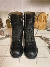 GOVERNMENT ISSUE BLACK LEATHER 1981 VINTAGE MILITARY DRILL BOOT 8 R MADE IN USA