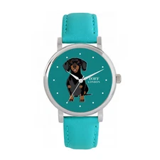 Toff London TLWS-73708 Ladies Black Dachshund Dog Watch