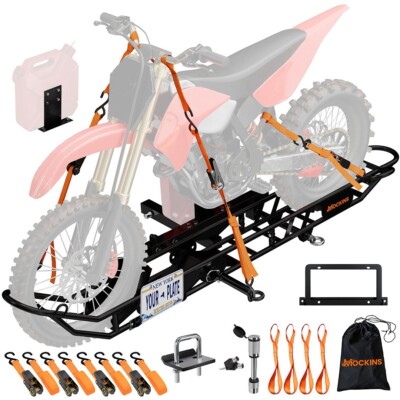 Mockins Dirt Bike Trailer Hitch Carrier with Tilting Loading Ramp
