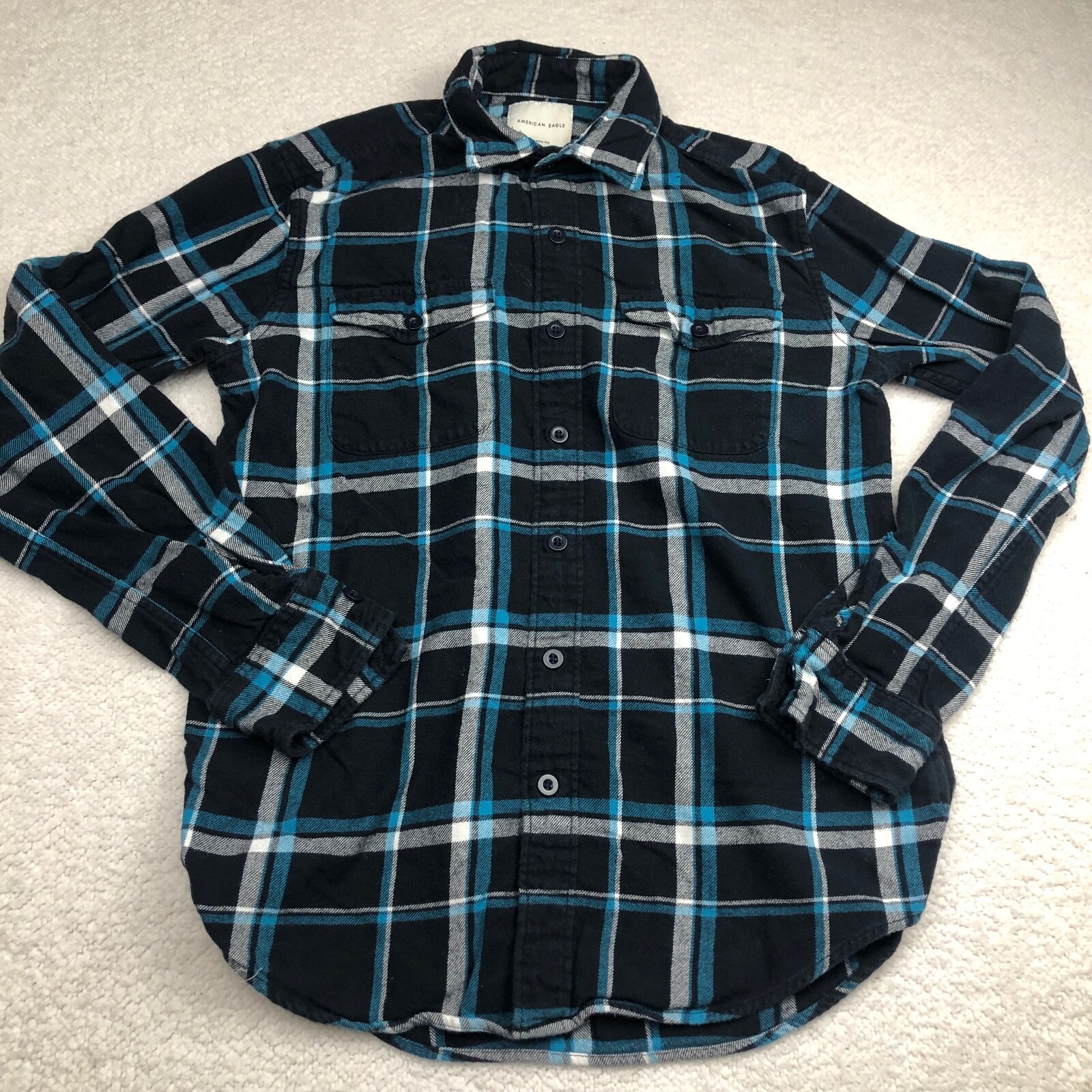American Eagle Plaid Flannel Shirt Mens 