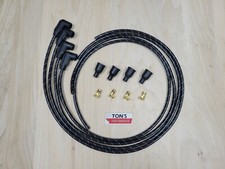 Vintage Ford 8N Spark Plug Wire Set With Front Mount Distributor Cloth 4 cyl Bk