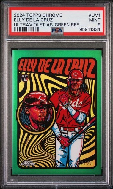 2024 Topps Chrome #UV1 Elly De La Cruz Rc Psa 9 Ultraviolet All Stars Green #/99