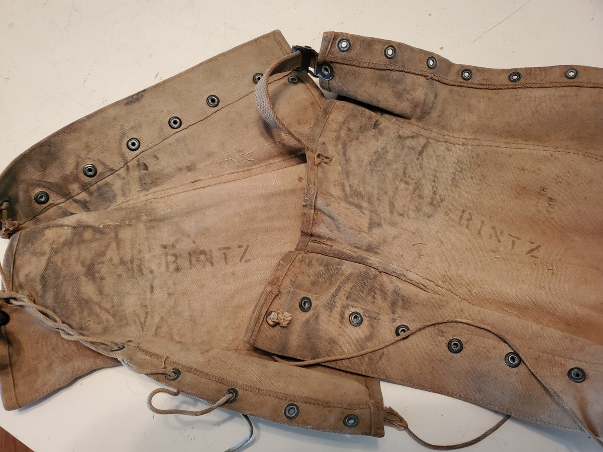 Vintage Original WWI WWII Canvas U.S. Army Military Gaiters Spats