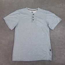 Lee Henley T-shirt Mens Small Gray Heather Short Sleeve Regular Fit