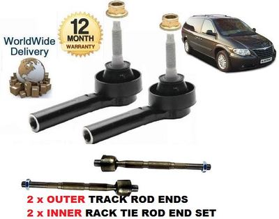 FOR CHRYSLER GRAND VOYAGER 2000-> 2x OUTER & 2x INNER TRACK TIE RACK ROD END SET