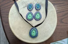 Beadwork Earring and Pendant Set