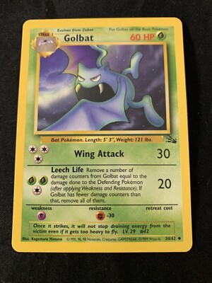 1995 golbat pokemon card value 1995 Pokémon GOLBAT 34/62 Collector Card
