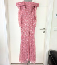 Damen Abendkleid rosa lang Off-Shoulder Langa...
