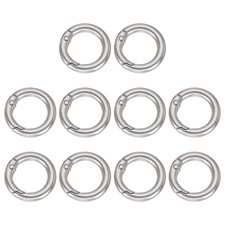10Pcs Round Spring Snap Hooks, 0.6" O Rings Buckle, Matte Nickel