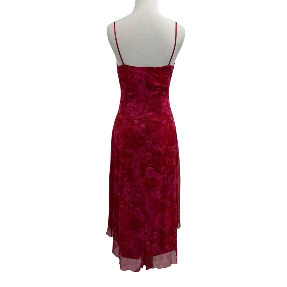 Vestido ajustado asimétrico floral rosa vintage Y2K talla M princesa de hadas midi Foto 3 de 4