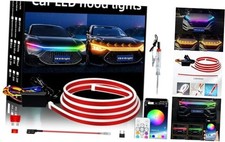 Car Led Lights Exterior RGB Hood Light Strip 59 inches Dynamic Multicolor