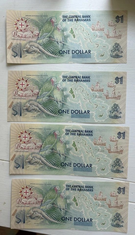 1992 BAHAMAS $1 QUINCENTENNIAL Commemorative Banknote- Sequential Serial Numbers - Image 2 of 2