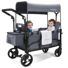 Stroller Wagon for Kids, Wagon Stroller 2 Seaters, Baby Wagon with Canopy, Gray