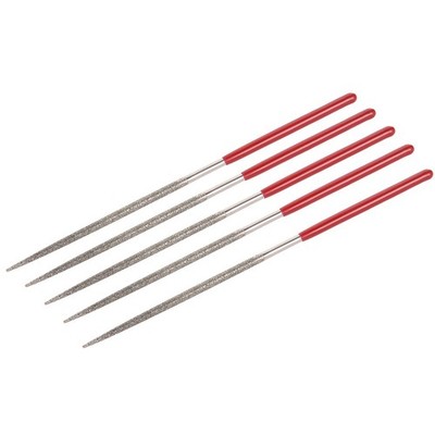 uxcell 5pcs Round Diamond Needles File 2mm x x 100mm, Silver Tone, Red
