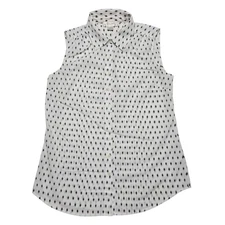 Kenar Blouse Womens Small Sleeveless Button Down Polka Dot Top Career Workwear