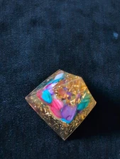 Resin Casted Handmade Pyramid Art 24 Karat Gold Flake Turquoise Amethyst Quartz