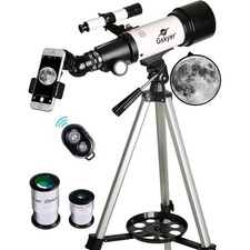 400mm Telescope 70mm Aperture Barlow Lens Adjustable Tripod Wireless Remote Kids
