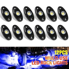 Blue 12PCS LED Rock Light Pods Underbody Glow Lamp Offroad SUV Pickup Truck UTV