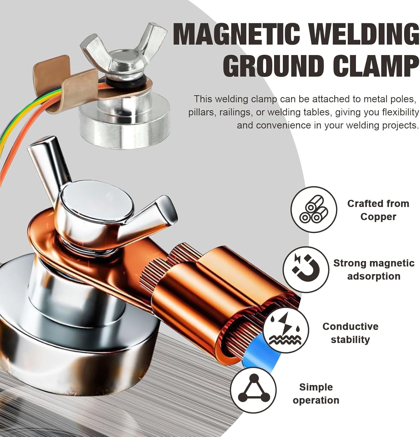 2 Pack Welding Magnetic Grounding Clamp, Welding Support Ground Clamp Tools, Yes
