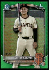 Yulian Barreto 2025 Bowman Chrome Prospects Green #/99 San Francisco Giants