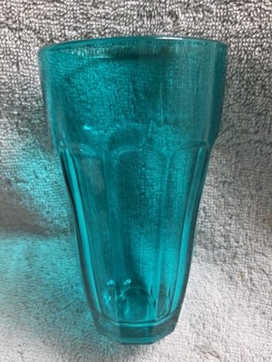 Pasabahce Teal Green Baroque or Circleware Collection Glass Tumbler EUC!