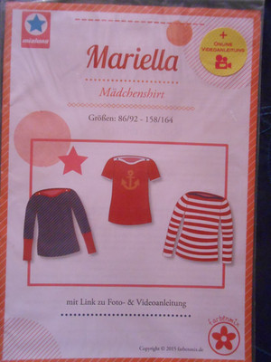 Schnittmuster Bogen farbenmix Mädchen  Shirt  Mariella Gr.86-164