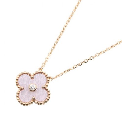 Van Cleef & Arpels Vintage Alhambra Pink 1PD Collier Diamond Mop 750PG P0072056