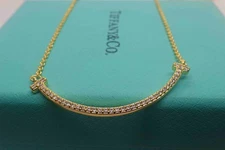 New&Tliffany&Co/T Smile/Necklace/18k Rose Gold, Diamond Pendant  Original Box